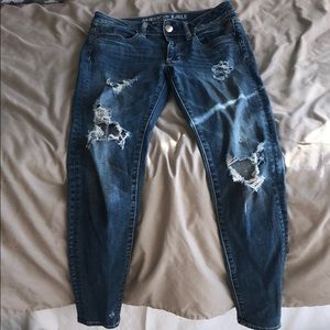 American Eagle medium wash ripped jeans